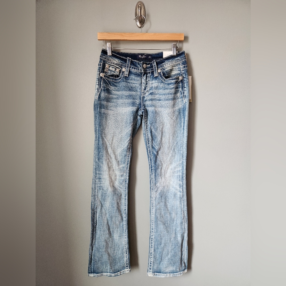 Miss Me Low Rise Tailored Boot Cut Embellished Jeans Size 25 NWT